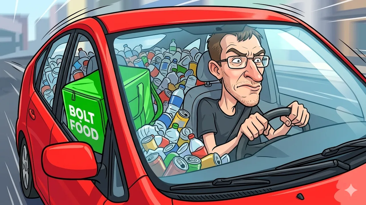 Sampraimis vairuoja raudoną Prius pilną taros